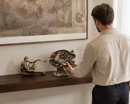Skabelsen af Adam. Klassisk Bronzeskulptur, der ånder liv i dit hjem