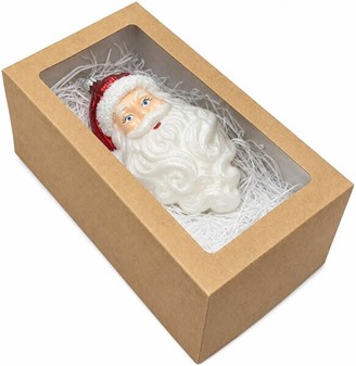 Klassisk juletræspynt. Glas figur af julemandens hoved. H 12,30 cm