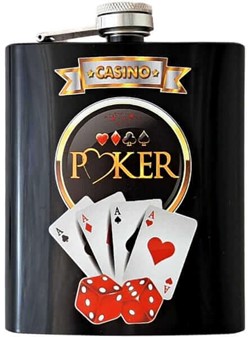 Billig lommelærke i rustfrit stål. Poker Casino design for vindere