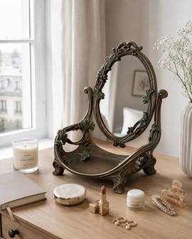 Sminkebord med roterende spejl i Art Nouveau. Til den stilfulde kvinde