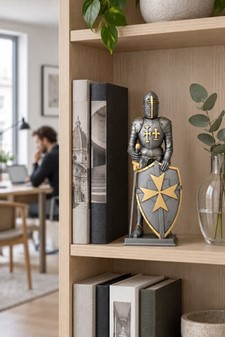 PYNTETING TIL HJEMMET. Pansrede korsfarer figur til bolig dekoration