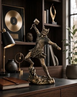Thor Figur med Mjølner – Eksklusiv Statue til Det Moderne Hjem