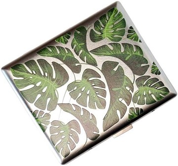 Metal Cigaretetui Til 20 stk - Billige Etetui med fingerphilodendron