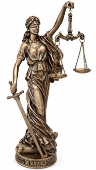 GAVE TIL JURIST. Eksklusiv bronze figur af Justitia gudinde