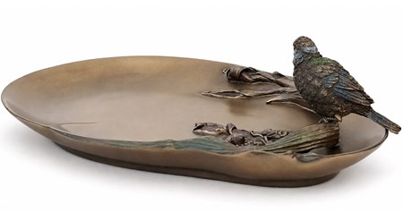 Elegant Art Nouveau pyntefad med fugl. Perfekt til stilfuld dekoration