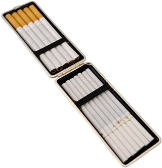 Cigaretetui læder i sort til lange Super King Size og SLIM cigaretter