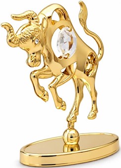 STJERNETEGN FIGUR TYR. Forgyldt og indlagt Swarovski Krystaller