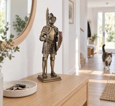 Ridderfigur i Bronze – Middelalderlig Dekoration til Hjem og Kontor
