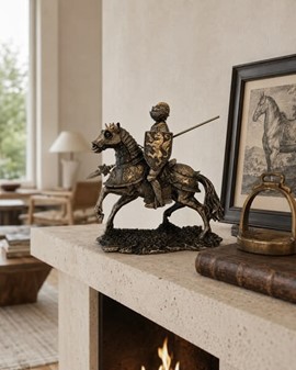 Ridder på hest statue. En Stue Dekoration Med Historie og Sjæl