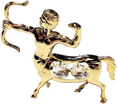 STJERNETEGN FIGUR SKYTTEN. Elegance i Forgyldt Metal og 4 Krystaller