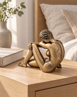 BILLIG KÆRESTE GAVE. Bronze statuette af siddende nøgne kvinde