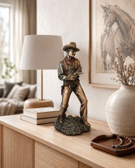 Cowboy figur i bronze finish. Vilde vestens sjæl til dit hjem