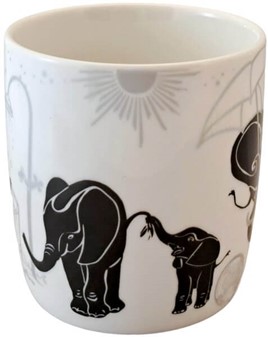 KRUS PORCELÆN. Elegant porcelænskrus med kunstnerisk elefant design