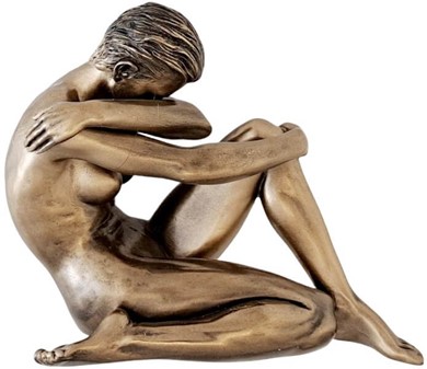 BILLIG KÆRESTE GAVE. Bronze statuette af siddende nøgne kvinde