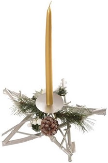 Julepynt. Kunstig julekrans i dekorativ lysestage form, Ø 30 cm