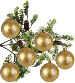 Plast julekugler med glitter, fire farver til at vælge, Ø 6 cm, 6 stk