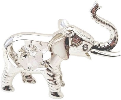 Elefant figur. Smuk sølvbelagt figurine med fire Swarovski krystaller