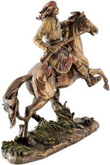 INDIANER FIGUR. Apache på hest, bronze dekoration til hjemmet