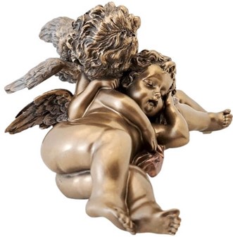 JULEGAVE IDEER TIL HENDE. Smuk bronzefigur af sovende to engle