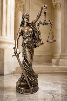 GAVE TIL JURIST. Eksklusiv bronze figur af Justitia gudinde
