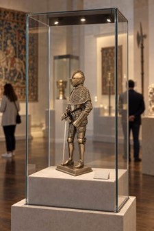 MIDDELALDER RIDDER. Flot bronze figur af ridder med et sværd
