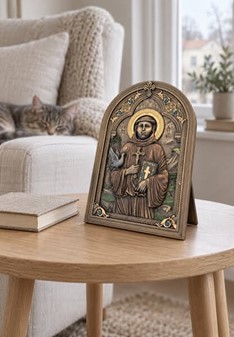 Sankt Frans af Assisi ikon. Unik Indretning og Tidløs Inspiration