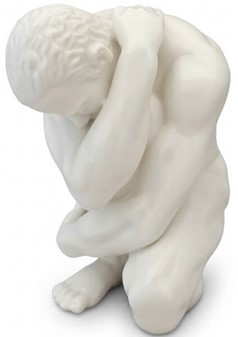 ATLET. Nøgen Mand Porcelæn Figur, der Forener Styrke og Skønhed