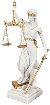 JUSTITIA GUDINDE. Fortryllende marmor figur. Super gaveide til jurist