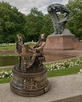 Eksklusiv Chopin Spilledåse Figur. En Tidløs Gave til Musikelskeren