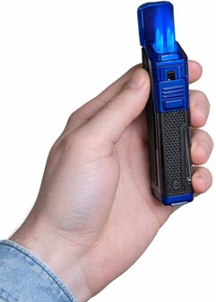 Sort blå cigar lighter. Stormlighter med kraftig firedobbelt flamme