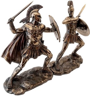 GRÆSKE HELTE. Bronze figur af Hektor den tapreste af trojanske krigere