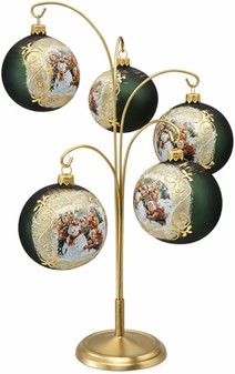 Nostalgiske matgrønne julekugler med børn og snemand. Ø 8 cm, 6 stk
