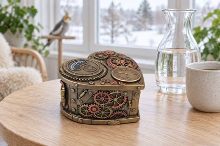 18 ÅRS GAVE. Unik hjerteformede smykkeskrin i Steampunk stil