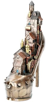Steampunk sko-skulptur – Fantastisk by møder victoriansk maskineri