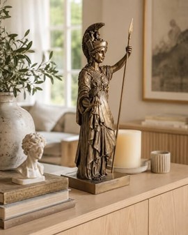 Imponerende Athene Gudinde Figur. Græsk Myndighed til Kontor og Hjem