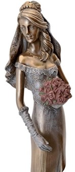 BRYLLUPSFIGUR. Smuk bronze figur af bruden med en bryllupsbuket