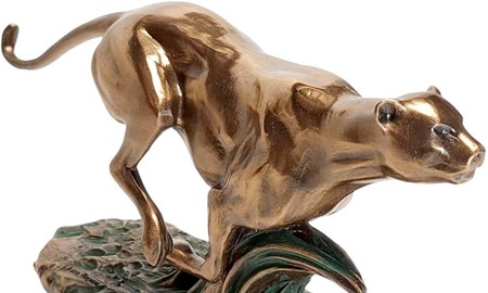 Bronze figur af gepard på flugt. Fænomenal pynt til hjemmet og kontor