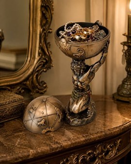 Elegant Atlas Figur med Åbningsklode. Smykkeopbevaring og Dekoration