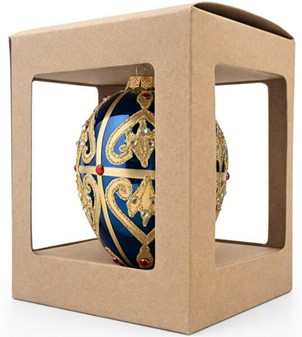 Blåt julepynt. Glasjulekugle i form af marineblåt Fabergé -æg. H 13 cm