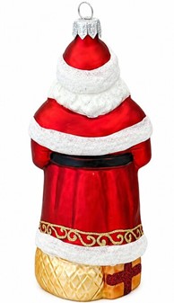 Polske julekugler figurer. Stor figur, julemand i rødt tøj. H: 14,8 cm