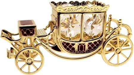GAVER TIL HENDE. Lille forgyld kongelig karet med Swarovski krystaller