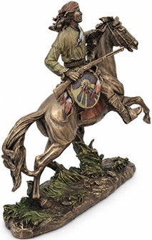 INDIANER FIGUR. Apache på hest, bronze dekoration til hjemmet