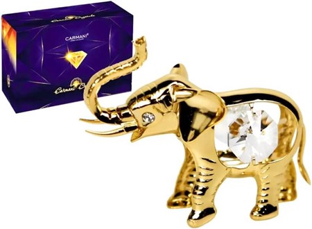 GAVEIDEER VALENTINSDAG. Forgyldt elefant med 4 Swarovski krystaller