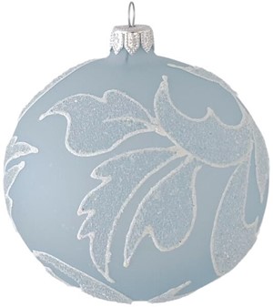 Lyseblå Ismat Julekugler i Glas. Sæt med vintermotiver. Ø 10 cm, 6 stk