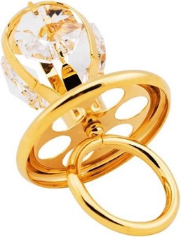 SYMBOLSK BRYLLUPSGAVE. Forgyldt sut til baby med Swarovski krystaller