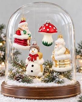 JULEKUGLER FIGURER. Eksklusivt julesæt med 12 mundblæste glas figurer