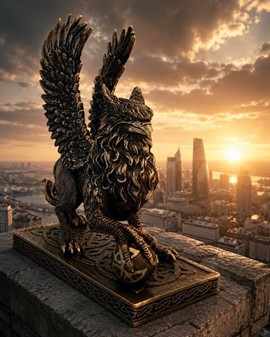 En grif figur. Bronzefigur af et af de mest kendte fabeldyr i verden