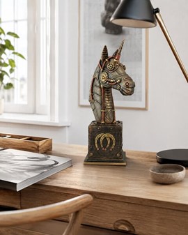 JULEGAVER ONLINE. Spektakulær figur af Steampunk hoved af enhjørning