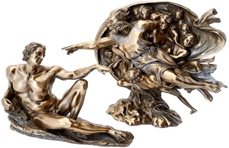Skabelsen af Adam. Klassisk Bronzeskulptur, der ånder liv i dit hjem