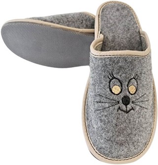 Dame filt hjemmesko "Cat's Eyes". Billige tøfler med broderi